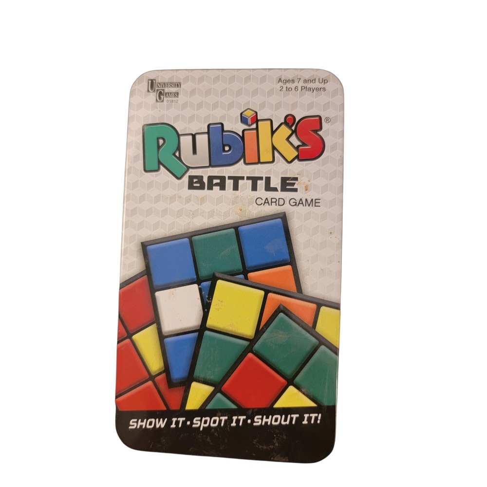 University Games Rubiks Battle Card Game Kids 7+ Multicolor Excellent With Tin